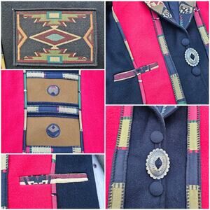 VTG 90s Western Wool Jacket Coloratura Size Small Snap Front Coat Woven Vintage